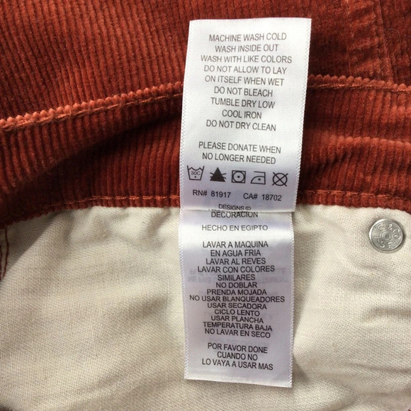 Levi’s 511 Slim Burnt Orange Corduroy Pants - Size 16 - Picture 10 of 11